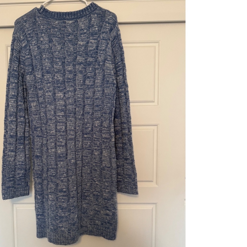 Zenana sz L Women Blue Chunky Cable Knit Pullover Sweater Dress Casual Cozy Chic - Picture 3 of 6